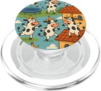 Funny Cow Cartoon Dancing Party Animal Celebration Art PopSockets PopGrip pour MagSafe