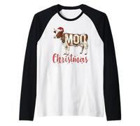Funny Cow Lovers Cattle Famer Farming MOO Christmas Lights Manche Raglan