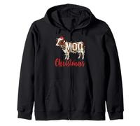 Funny Cow Lovers Cattle Famer Farming MOO Christmas Lights Sweat à Capuche
