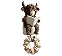 Funny Cow Towel Hooks - Wall Mounted Hangers for Bathroom Kitchen Bedroom Dorm | Hand Painted Resin Figurines with Strong Adhesive Backing, Cute Storage Holders for Robe Keys Loofah Accessories