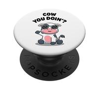 Funny Cow You Doin? Cute Kawaii Cow Cool Cow Moo Lunettes de Soleil PopSockets PopGrip Adhésif
