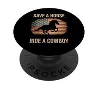 Funny Cowboy Saying Save Horse Ride Humour Père Hommes Femmes PopSockets PopGrip Adhésif