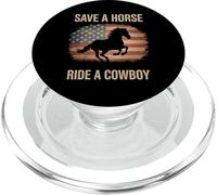 Funny Cowboy Saying Save Horse Ride Humour Père Hommes Femmes PopSockets PopGrip pour MagSafe