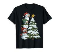 Funny Crazy Snowmen Topper Stack Decorating Christmas Tree T-Shirt