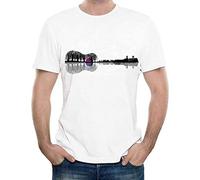 Funny Creative Music Instrument Tree Silhouette Ukulele Guitar Shape Printing Fashion Cool Hipster T-Shirt Mens White Unisex Tees Shirt S