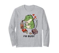 Funny Crocodile Im Busy Boba Tea Snacks Zoo Garçons Filles Enfants Manche Longue