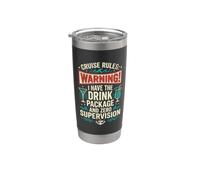 Funny Cruise Rules Drink Package Zero Supervision Retro Gobelet isotherme en acier inoxydable double paroi