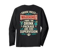 Funny Cruise Rules Drink Package Zero Supervision Retro Manche Longue