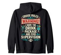 Funny Cruise Rules Drink Package Zero Supervision Retro Sweat à Capuche