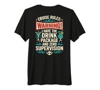Funny Cruise Rules Drink Package Zero Supervision Retro T-Shirt Haut de Gamme