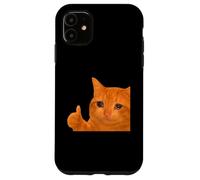 Funny Crying Orange Cat Meme Thumbs-up Weird Cat Face Meme Coque pour iPhone 11