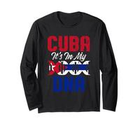 Funny Cuba Flag Pride DNA Cuban American Love Proud Joke Manche Longue