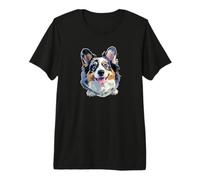 Funny Cute Begging Watercolor Womens Blue Merle Corgi Lover T-Shirt Haut de Gamme