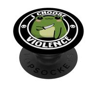Funny Cute Kids Girls Boys Kawaii Frog I Choose Violence PopSockets PopGrip Adhésif