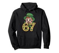 Funny Cute Leprechaun 67 Shamrock Number Viral Kids St Paddy Sweat à Capuche