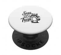 Funny Cute Panda Raccoon Sass with a Side of Trash PopSockets PopGrip Adhésif