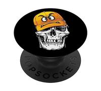 Funny Cute Skull Wears Angry Yellow Cap Graphic Design PopSockets PopGrip Adhésif