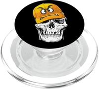 Funny Cute Skull Wears Angry Yellow Cap Graphic Design PopSockets PopGrip pour MagSafe
