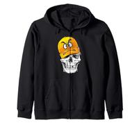 Funny Cute Skull Wears Angry Yellow Cap Graphic Design Sweat à Capuche