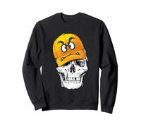 Funny Cute Skull Wears Angry Yellow Cap Graphic Design Sweatshirt