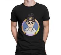Funny Cute T-Shirt for Men O Neck Cotton T Shirts Scissor Seven Tees Black S