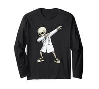 Funny Dabbing Doctor Skeleton Halloween Hospital Crew Manche Longue