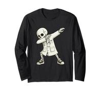 Funny Dabbing Doctor Skeleton Halloween Hospital Crew Manche Longue