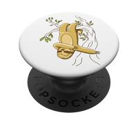 Funny Dabbing Sloth Illustration Tree Hanging Drawing PopSockets PopGrip Adhésif