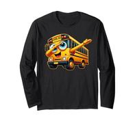 Funny Dabbing Yellow School Bus Graphic Gifts Kids Boys Manche Longue