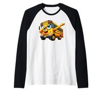 Funny Dabbing Yellow School Bus Graphic Gifts Kids Boys Manche Raglan
