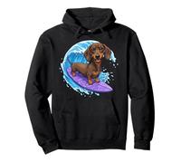 Funny Dachshund Surfe sur Une Vague océanique 1 - Fan Fun Sweat à Capuche
