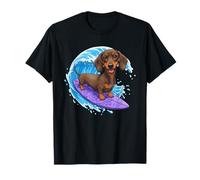 Funny Dachshund Surfe sur Une Vague océanique 1 - Fan Fun T-Shirt