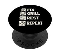 Funny Dad Fix Grill Rest Repeat Gifts Fathers Day PopSockets PopGrip Adhésif
