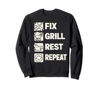 Funny Dad Fix Grill Rest Repeat Gifts Fathers Day Sweatshirt