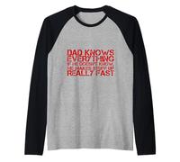 Funny Dad Knows Everything Fête des Pères Papa Blagues Anniversaire Manche Raglan