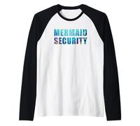 Funny Dad Mermaid Security Underwater Sea Graphic (White) Manche Raglan