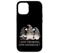 Funny Dark Gothic Garden Gnomes I Just Freaking Love Gnomes Coque pour iPhone 12/12 Pro
