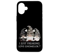 Funny Dark Gothic Garden Gnomes I Just Freaking Love Gnomes Coque pour iPhone 16 Plus