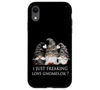 Funny Dark Gothic Garden Gnomes I Just Freaking Love Gnomes Coque pour iPhone XR