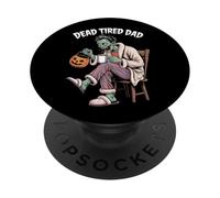 Funny Dead Tired Dad Halloween Père Zombie Café PopSockets PopGrip Adhésif