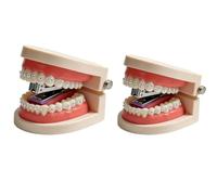 Funny Denture Shaped Desktop Stapler, Mini Desktop Office Stapler，A2 | Novelty Teeth Shaped Mini Desktop Stapler, Creative Halloween Office Supply with Realistic Denture Design