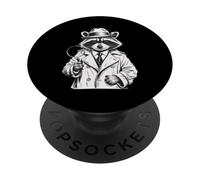Funny Detective Raccoon PopSockets PopGrip Adhésif