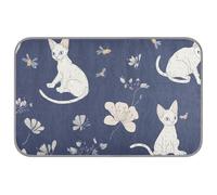 Funny Devon Rex Cats - Lit d'été pour chat - Bleu marine - Auto-rafraîchissant - 96,5 x 58,4 cm - Tapis de voyage sans fil pour chatons - Cama fria para perro - Taille M