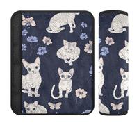 Funny Devon Rex Cats Lot de 2 housses de cou pour siège de voiture Bleu marine Protège votre cou et vos épaules pour berline funda para cinturón de carro