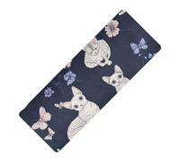 Funny Devon Rex Cats Tapis de yoga imprimé bleu marine avec sac en caoutchouc naturel antidérapant, épaisseur 1 mm avec sac tapete para ejercicio 180,3 x 66 cm pour salle de sport