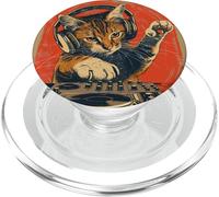 Funny DJ Cat Disco Sound Tech Headphone Music PopSockets PopGrip pour MagSafe
