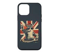Funny DJ Cat Disco Sound Tech Headphone Music UK Flag Coque pour iPhone 12 Mini