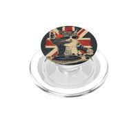 Funny DJ Cat Disco Sound Tech Headphone Music UK Flag PopSockets PopGrip pour MagSafe