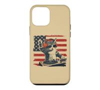 Funny DJ Cat Disco Sound Tech Headphone Music US Flag Coque pour iPhone 12 Mini