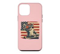 Funny DJ Cat Disco Sound Tech Headphone Music US Flag Coque pour iPhone 12 Mini